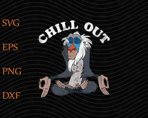 Vintage Rafiki Meditation, Disney The Lion King Rafiki Chill Out Meditation Graphic, Meditation Lovers, Rafiki Lovers, Layered SVG, DXF, PNG, EPS