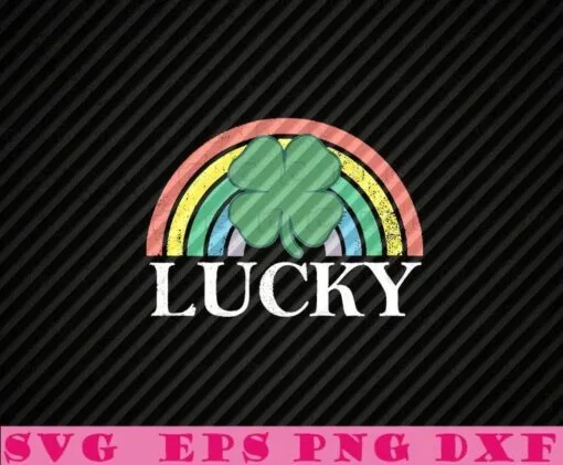 Vintage Rainbow Lucky Shamrock, Young Clover, Lucky Sympol, Rainbow, St. Patrick's Day, Happy St. Patrick's Day, Layered SVG, DXF, PNG, EPS