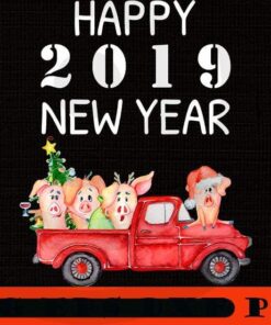 Vintage Red Pickup Truck - Year of the Pig 2019 - Happy New Year 2019, Happy Christmas Christmas Truck X-mas, Christmas Day, Cute Christmas Gift, Customizable PNG