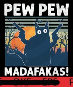 Vintage Retro Black Cat Pew pew , Halloween 2021 art, Happy 2021 Halloween, Halloween Theme, Scary Halloween Gift, Customizable PNG