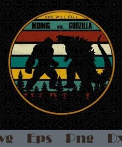 Vintage Retro Godzilla vs Kong Team, Godzilla Neon, King Kong, Godzilla Lovers, movie, King Of Monster, Battle Epic, Layered SVG, DXF, PNG, EPS
