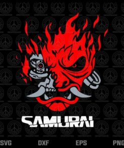 Vintage Samurai Retro Japanese Gaming 2077 Art Game Style Layered Svg, Png, Dxf, Eps