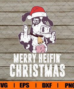 Vintage Santa Cow, Merry Heifin Christmas Svg, Cow Svg, Christmas Funny Svg, Animals Svg, Layered Svg Eps Png Dxf