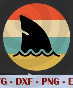 Vintage Shark Fin Retro Style Shark, Baby Shark, Shark week svg Teacher shark svg Shark doo doo Shark family T-Shirt Customizable Layered Svg, Svg Eps Png Dxf