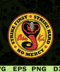 Vintage Snake Circle Logo, Strike First, Strike Hard, No Mercy, Cobra Kai, Karate, animal, Layered SVG, DXF, PNG, EPS