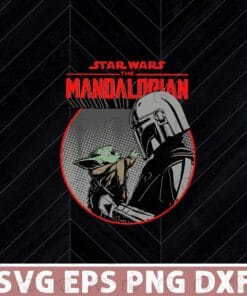 Vintage Star Wars The Mandalorian Mando and the Child Retro, Baby Yoda, Gift For Star Wars' Fans, Family Layered Svg, Svg Eps Png Dxf