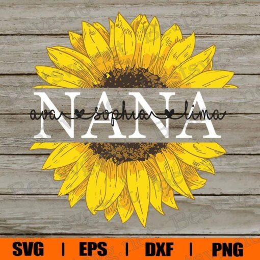 Vintage Sunflower, NaNa Svg, Ava Sophia Lima Svg, 2021 Mother Day, Mom Svg, Family Svg, Custom Name, Layered Svg Eps Png Dxf