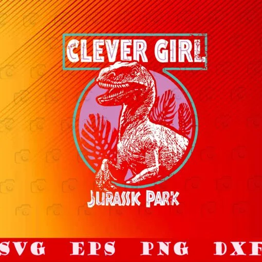 Vintage T-Rex, Jurassic Park Distressed Teal Raptor, Clever Gir, National Park, Red Retro T Rex, SVG PNG DXF, EPS, PDF