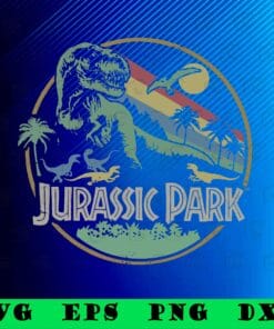 Vintage T-rex, Jurassic Park Retro, Darken Color, Circle Logo Graphic, Tropical T Rex, Love Dinasaur, SVG PNG DXF, EPS, PDF