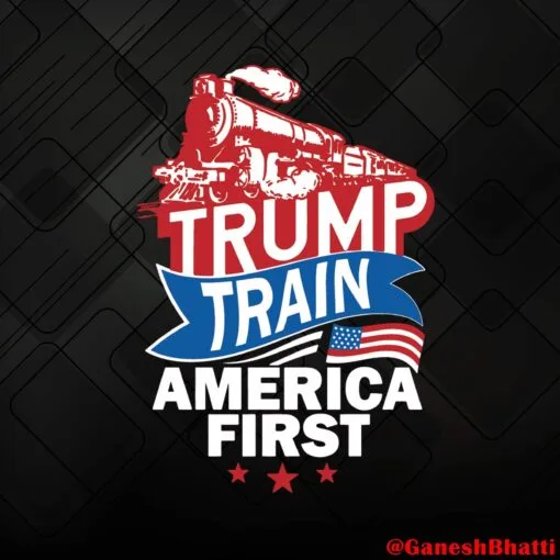 Vintage Trump Train America First, America Flag, Donal Trump Layered Svg Eps Png Dxf