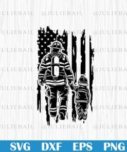 Vintage US Firefighter Father and Son, Firefighter Dad, Firefighter, Firefighter, US Firefighter Layered Svg Eps Png Dxf