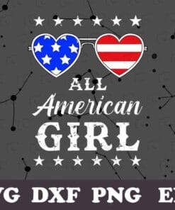 Vintage USA Flag Glasses, All American Girl, 4th Of July, Girls Kids Teens Sunglasses, 2021 USA Independence Day, Layered SVG, DXF, PNG, EPS