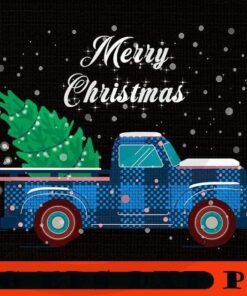 Vintage Wagon Red Truck Christmas Tree, Happy Christmas X-mas, Cute Christmas Truck, Christmas Day, Christmas Gift, Customizable PNG