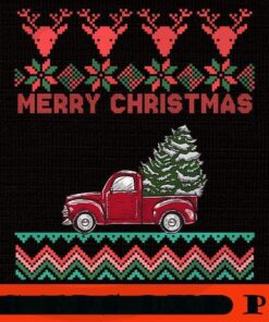 Vintage Wagon Red Truck Christmas Tree , Happy Christmas X-mas, Cute Christmas Truck, Christmas Day, Christmas Gift, Customizable PNG