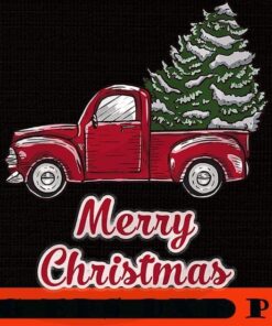 Vintage Wagon Red Truck Christmas Tree Pajama, Happy Christmas X-mas, Christmas Truck, Christmas Day, Christmas Gift, Customizable PNG