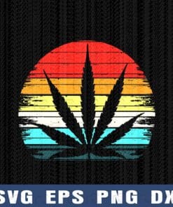 Vintage Weed, Cannabis, Weed, Marijuana, Love Weed, Sunset, Love Cannabis, Layered Svg Eps Png Dxf