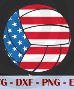 Volleyball American Flag Sport , 4th Of July, US Flag, patriotic, Independence Day Customizable Layered Svg, Svg Eps Png Dxf