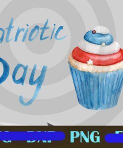 Watercolor 4th of july cupcakes bake Design Bundles Customizable PNG