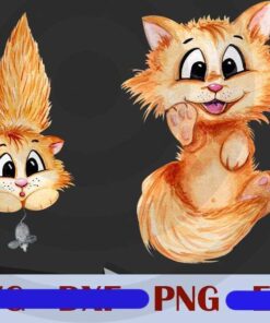 Watercolor cat Design Bundles Customizable PNG