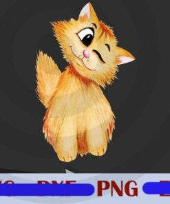 Watercolor cute cat Design Bundles Customizable PNG