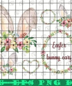 Watercolor Easter Bunny Ears , Easter Eggs, Baby Animal, Floral Wreaths, Happy Easter, Easter Holiday Png