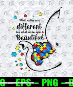 What Makes You Different Is What Makes You Beautiful, Elephant Mom, Puzzle Elephant, Autism Child, Autism Awareness Customizable Png