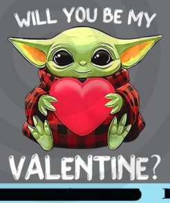 Will You Be My Valentine? Cute Baby Yoda, Baby Yoda Holding Heart, Buffalo Plaid Coat, Star Wars, Movie Character, Fictional Character Customizable Png