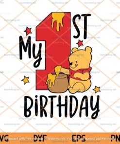 Winnie The Pooh Svg Baby Svg pooh Cricut File Honey Svg Tigger Svg 1st Birthday svg Happy Birthday, Customizable Layered Svg, Png, Dxf, Eps