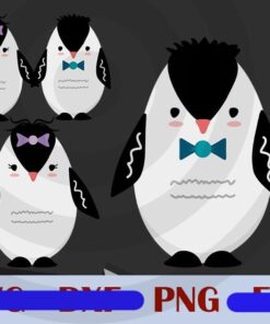 Winter Love Penguin Boy Penguin Girl Penguin Couple Customizable PNG