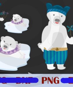 Winter Love Polar Bear Boy Polar Bea Girl Polar Bea Couple Customizable PNG