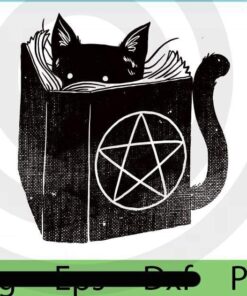 witchcraft cat black cat black book, 2021 Halloween, Halloween Theme, Halloween Stuff Customizable PNG