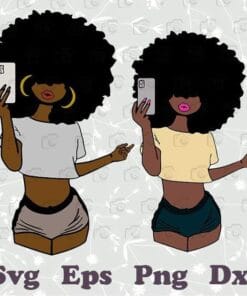 Woman Afro Bundle, Selfie Natural Curly, Afro Girl, Curvy girl, Fashion girl, Jeans Girl, African American Women, Afro Puff Girls, SVG PNG DXF, EPS, PDF