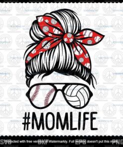 Womens Day ,Mom Life, Baseball Volleyball Mothers Day, Messy Bun Svg Customizable Layered Svg, Svg Eps Png Dxf