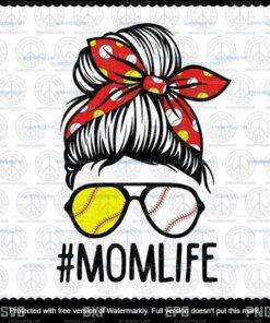 Womens Day ,Mom Life, Softball Baseball Mothers Day, Messy Bun, Customizable Layered Svg, Png, Dxf, Eps