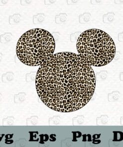 Womens Disney Mickey Mouse Cheetah Print, Leopard Mickey Mouse Head, Mickey Lovers, SVG PNG DXF, EPS, PDF