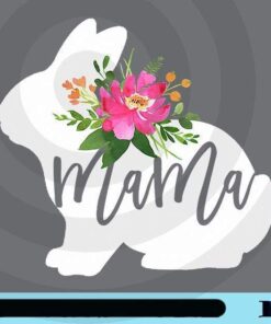 Womens Mama Bunny Watercolor Floral T-Shirt Easter Gift for Mom, Customizable PNG