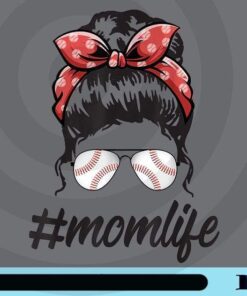 Womens, Mom Life, Baseball Sunglasses, Mothers Day, Messy Bun, Girl with Bandana, Customizable Png