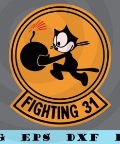 WW2 VFA-31 Tomcatters Squadron Patch Military Aircraft Army Customizable Layered Svg, Svg Eps Png Dxf