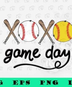 Xoxo Game Day, Softball and Baseball, Baseball Game Day, Love Softball, Baseball Lovers, SVG PNG DXF, EPS, PDF