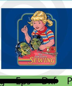 You Can Learn Sewing, 2021 Halloween, retro comedy, scary horror art, Halloween Theme, funny cute quote Art, Customizable PNG