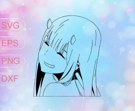 Zero Two, Anime Lover, Darling in the franxx, Cute Anime Girl, Darling Zero Zero Two, Layered Svg Eps Png Dxf