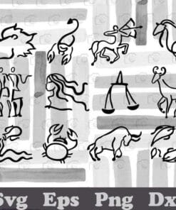 Zodiac Signs, Zodiac Sign Bundle, Zodiac Traits, Symbols, Constellation Signs, Astrology Signs,SVG PNG DXF, EPS, PDF